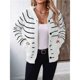 thumbnail image 5 of Suéteres Tipo Cárdigan A Rayas para Mujer, Ropa de Otoño, Blusas de Larga Informales A con Botones. Gris y L, 5 of 10