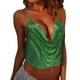 thumbnail image 2 of Túnica camisetas sin mangas para las mujeres de impresión para mujer Ropa sexy Rebordear Ajustable Sin mangas Sin espalda Crop Top Club Vintage Tank Tops (Green, M), 2 of 4