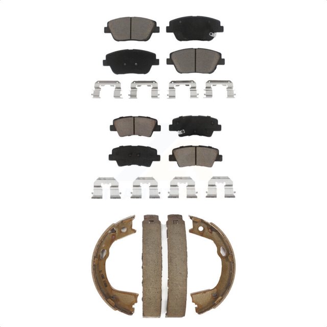 Transit Auto Front Rear Ceramic Brake Pads and Parking Shoes Kit for Car Kia Optima with Electric KCN-100259