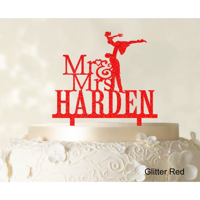 Personalized Mr & Mrs Couple Cake Topper Personalized Glitter Cake Topper Color Option Available 5-7 Inches Wide