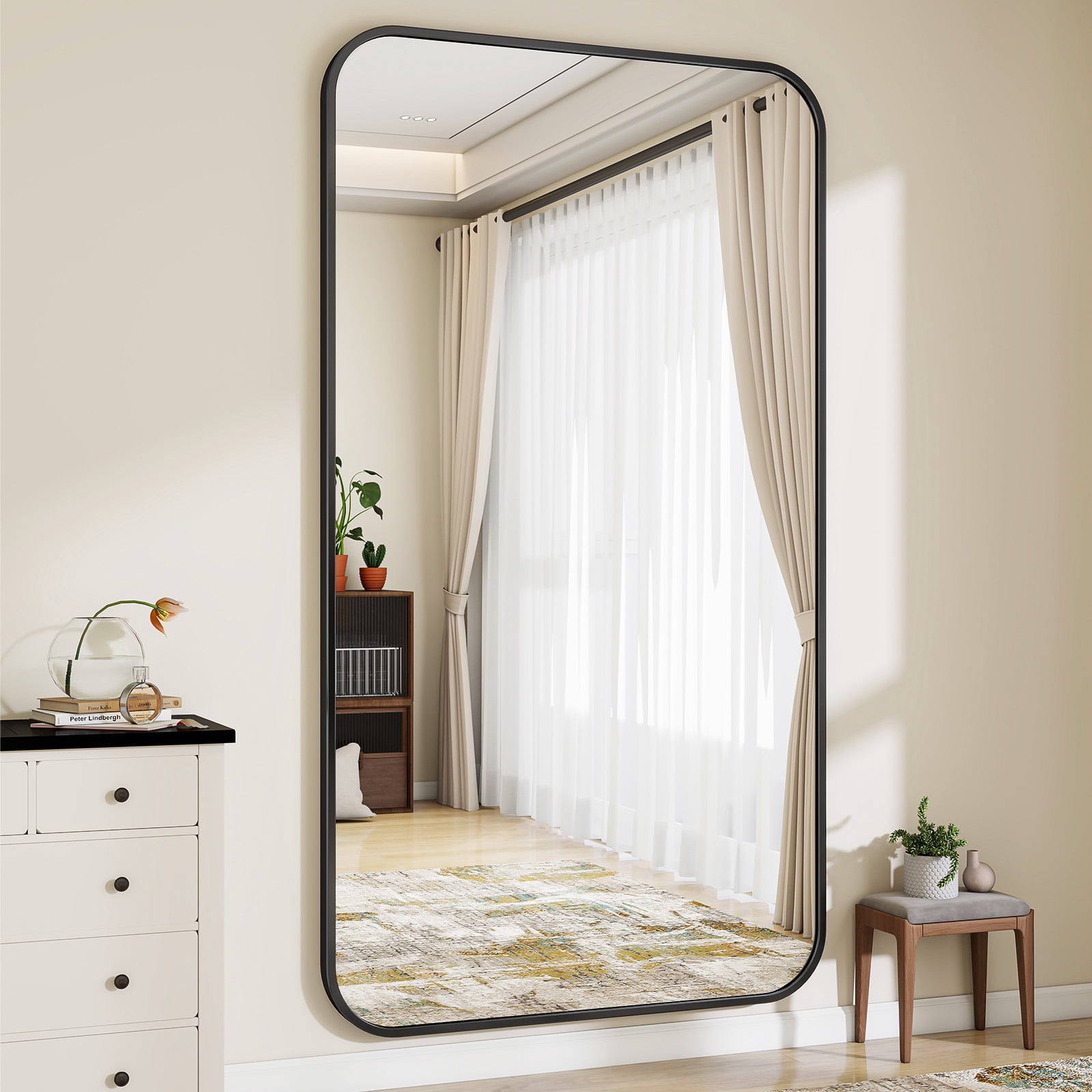 SHATTERVIEW 30"x60" Bathroom Mirror Wall-Mounted Vanity Mirror with Rectangular Metal Frame, Black