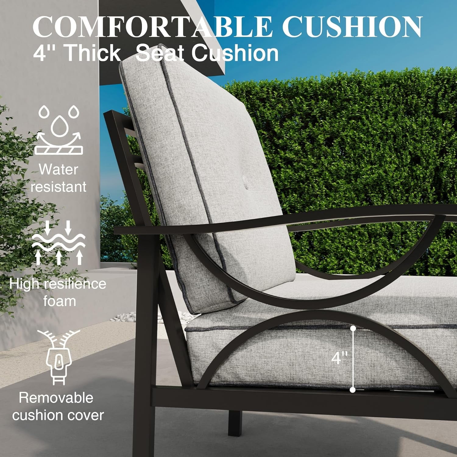 SUNVIVI Outdoor Patio Furniture Set, Patio Conversation Set with Coffee Table Side Table and Ottomans, Metal Furniture Set for Porch Backyard Garden