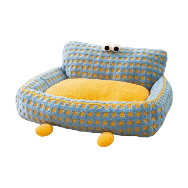 Sofá para mascotas, acogedor, decoración del hogar, nido de perro de dibujos animados de moda para habitación de gatos de interior azul pequeño