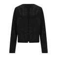 thumbnail image 5 of Women's Metallic Foil Cardigan, Long Sleeve Open Front Glitter Jacket, Cropped Casual Coat, Date Night Top, Sparkly Outerwear Black L, 5 of 6