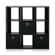 Horizontal Bookcases Furinno 13207 Simplistic 9 Cube Organizer With Bins