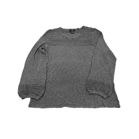 Womens Plus Pewter Grey Metallic Dressy Stretchy Holiday Sweater Top Shirt 1X