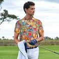 thumbnail image 3 of Lsque Boho Cute Owls Pattern Golf Shirts for Men Dry Fit Print Moisture Wicking Performance Short Sleeve Polo Shirt-3X-Large, 3 of 6