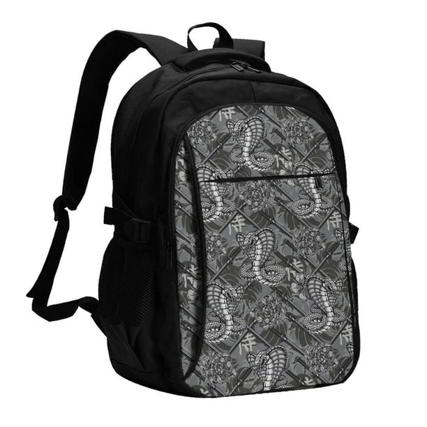 Easygdp Snake Mochila para Laptop de Viaje con Puerto USB, Mochila para Laptop con Puerto de Carga USB para Mujeres y Hombres