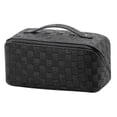 thumbnail image 1 of Large Capacity Travel Cosmetic Bag, Women Portable Pu Leather Waterproof Makeup Handbag With Handle And Divider Flat Lay Makeup Organizer, 1 of 1