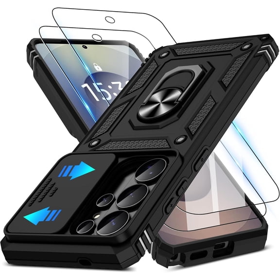 REQO for Samsung Galaxy S26 Ultra Case with Camera Lens Cover & HD Screen Protector(2 Pack), [10FT Military Grade Drop Protection] Ring Holder Kickstand Case for Galaxy S26 Ultra