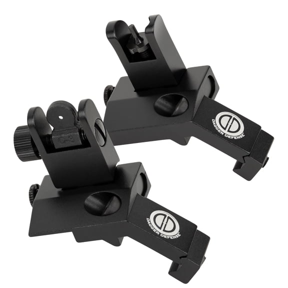Dagger Defense flip up BUIS 45 degree picatinny rail mounted backup iron sights.