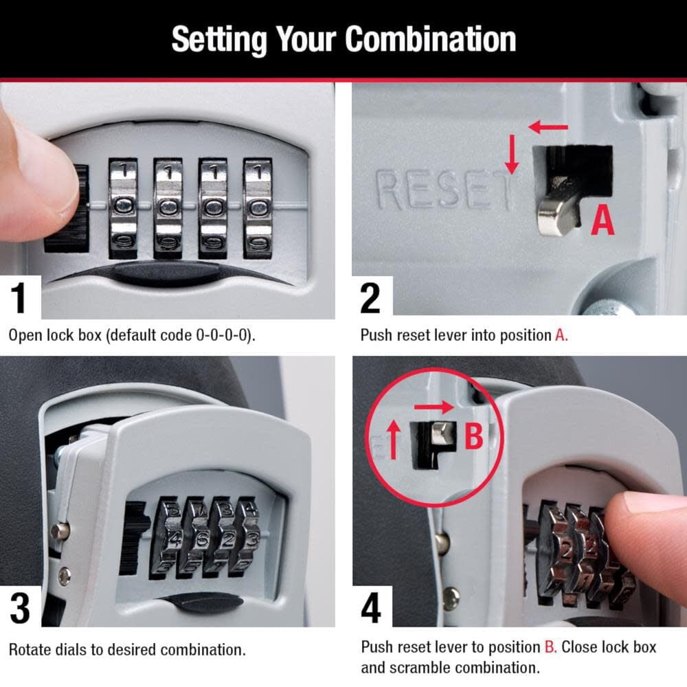 Master Lock Wall Mount Lock Box with Resettable Combination Dials