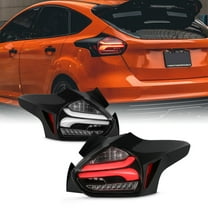 AKKON - Fits 2015-2017 Ford Focus Hatchback Model [LED Sequential] Turn Signal Tube Bar Black Tail Brake Lights Left Right Pair
