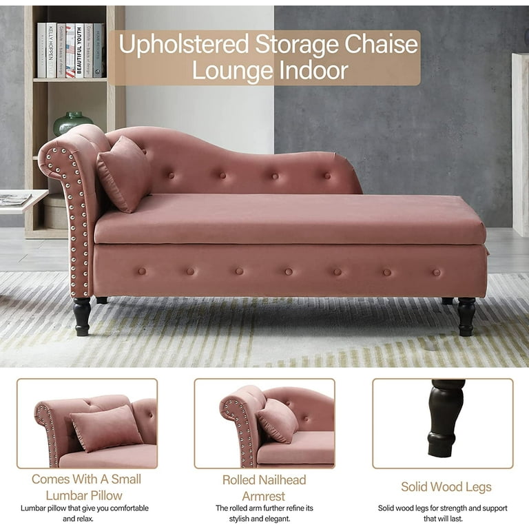 Pink chaise lounge with storage deals