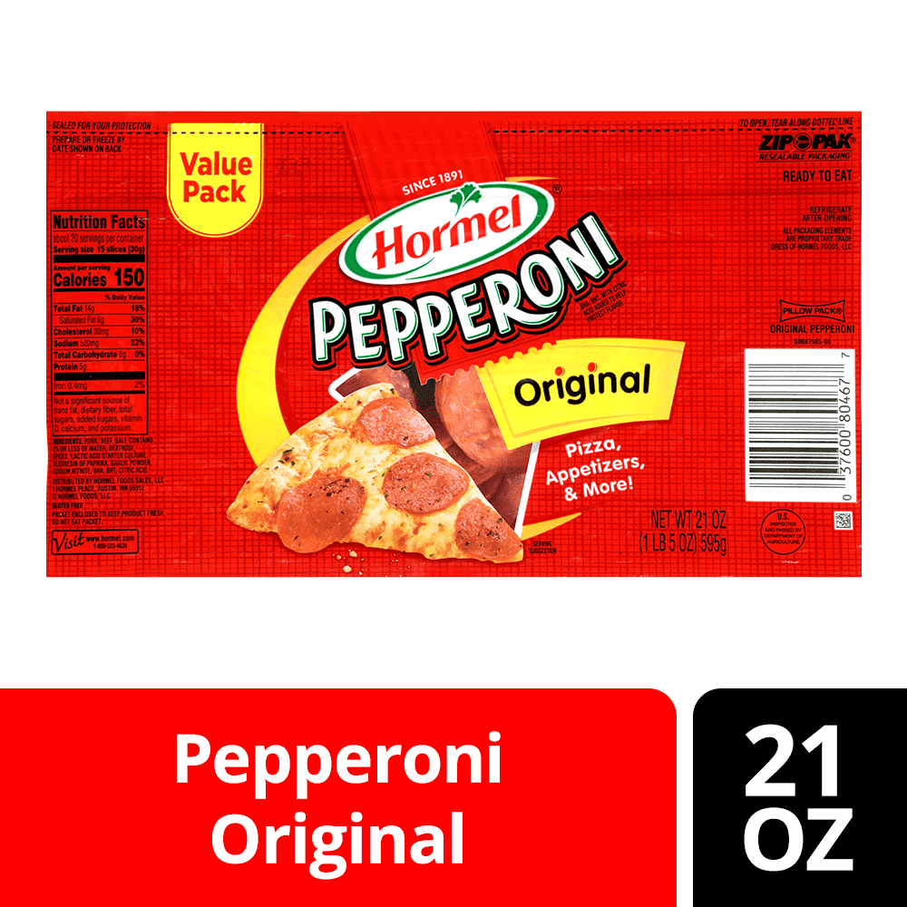 HORMEL Original Sliced Pepperoni Value Pack, 21 oz