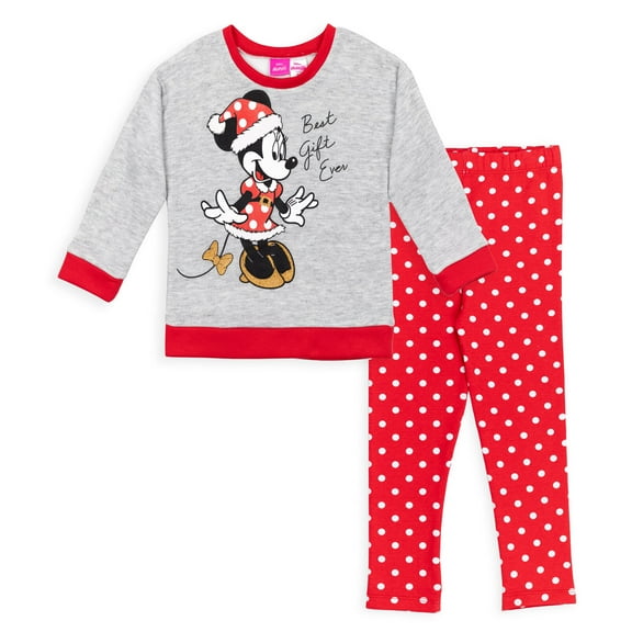 Disney Minnie Mouse Christmas Toddler Girls Fleece Sweatshirt and Leggings Outfit Set Infant to Big Kid