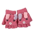 thumbnail image 2 of Guantes convertibles con tapa abatible de dibujos animados para niños pequeños, manoplas sin dedos tejidas de lana de invierno para niños, 2 of 6