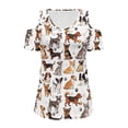 thumbnail image 5 of POLERO Women's Cut Out Cold Shoulder Tops, Corgi Dachshund Dogs Print Summer Tees, Short Sleeve Sexy Shirts Vacation Hawaii Tunic for Travel Shopping Soft Lightweight XL, 5 of 7