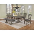 thumbnail image 2 of Gray Linen Dining Bench with Rustic Gray Brown Wood in Standard Height, 2 of 2