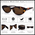 thumbnail image 5 of SA106 Womens Classic Mod Soft Cat Eye Plastic Sunglasses / Tortoise Frame - Brown Lens, 5 of 7