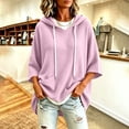 thumbnail image 6 of Inverlee Waffle Knit Short Sleeve Hoodies for Women Oversized Drop Shoulder Pullovers Pockets Solid Loose Casual Hooded Tops Pink S-XXL, 6 of 7