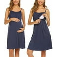 thumbnail image 1 of Chemise de Nuit d'Allaitement pour Femmes Robe de Maternité Allaitement Robe de Nuit Bleu Marine 2TG, 1 of 5
