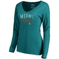 thumbnail image 2 of Women's Aqua Miami Dolphins Graceful Long Sleeve V-Neck T-Shirt, 2 of 3