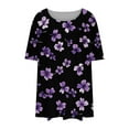 thumbnail image 6 of Xysaqa Plus Size Womens Tops Floral Printed Short Sleeves Tunic Blouses Summer Crewneck Pleated Loose Casual T Shirts 3X 4X 5X, 6 of 6