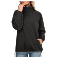 thumbnail image 1 of Imperméable Léger à Capuche pour Femmes Coupe-Vent Veste Décontractée Poche Zippée Solide Anorak à Cordon, 1 of 2