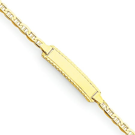 Roy Rose Jewelry 14K Yellow Gold Polished Engraveable Anchor Link Baby/Child ID Bracelet ~ Length 6'' inches