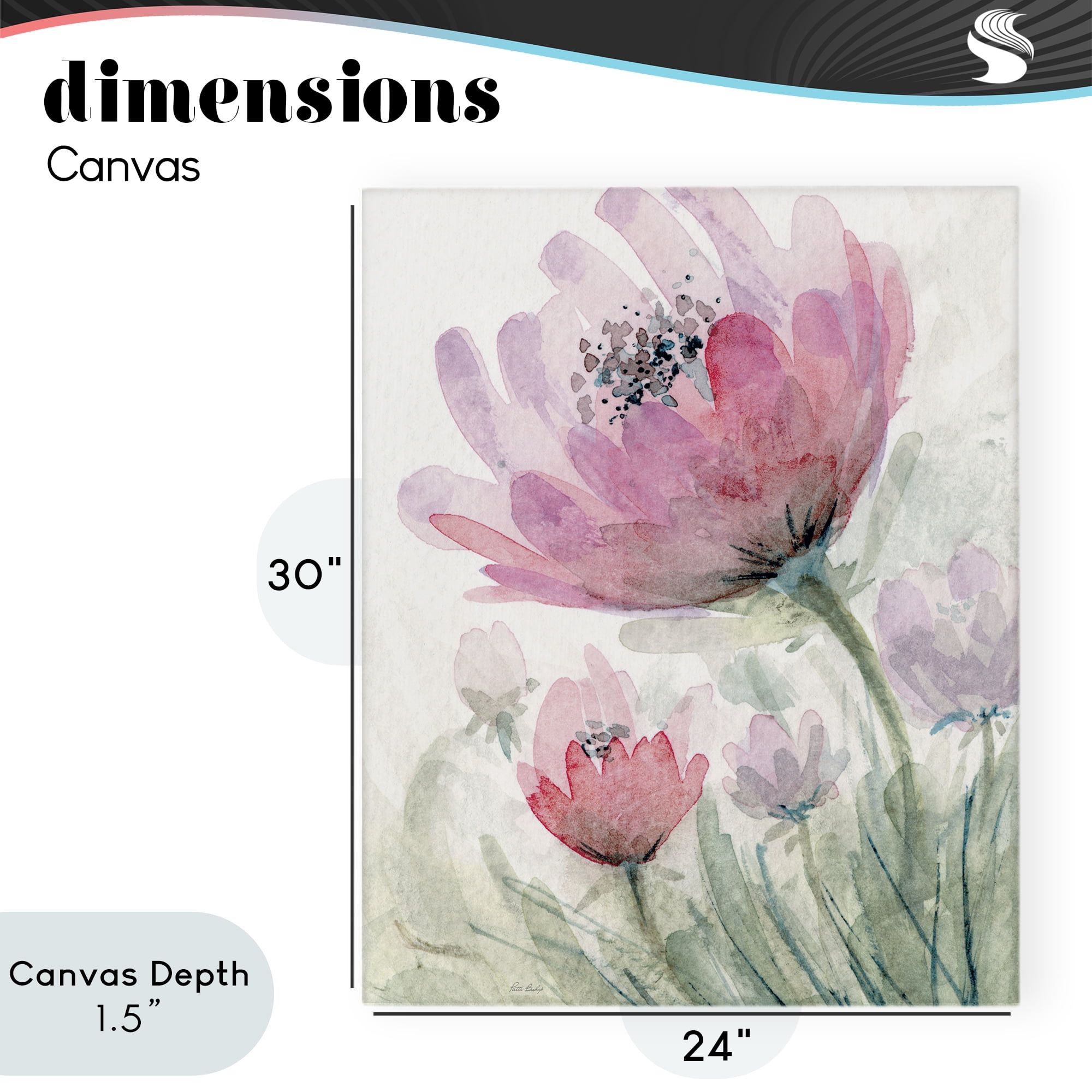 Stupell Industries Pink Flower Blossoms Canvas Wall Art, design by Patti Bishop