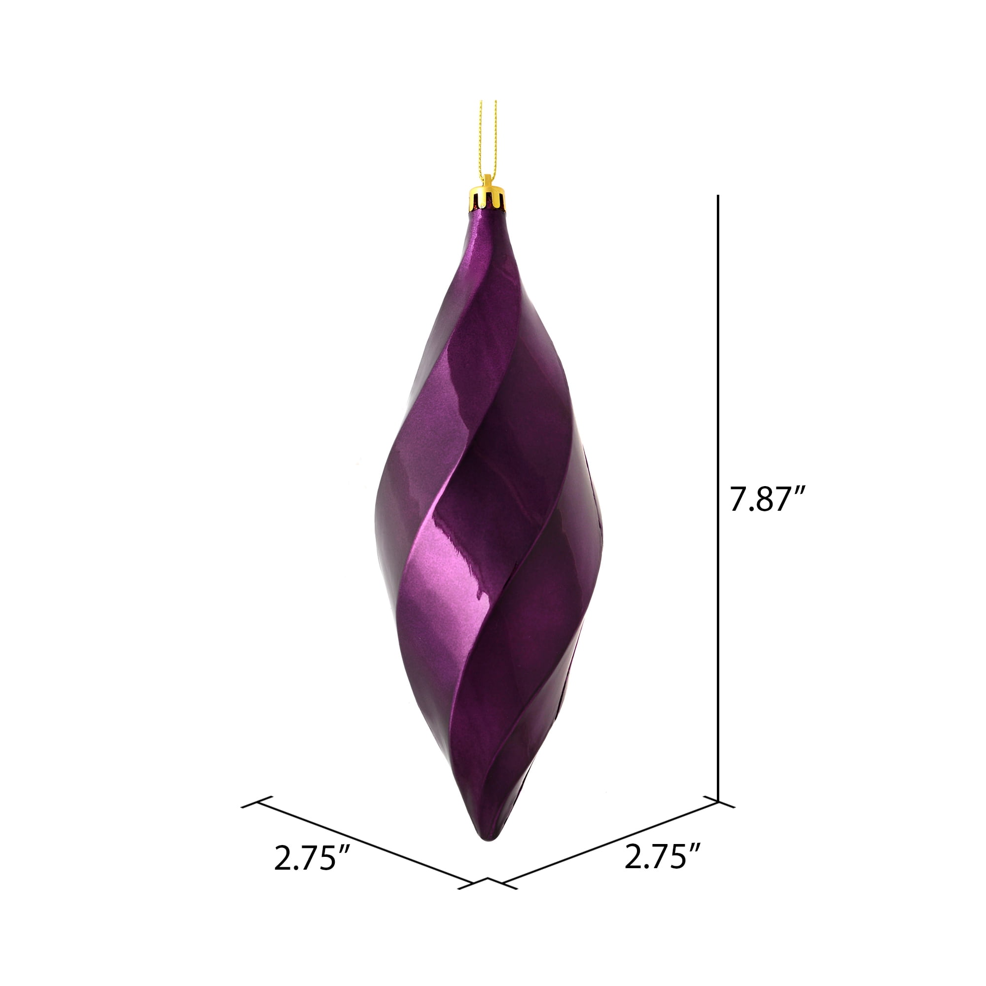 Vickerman 8" Lilac Shiny Swirl Finial Ornament, Pack of 6