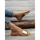 thumbnail image 3 of Gold Flat Sandals, Straps Women's Slippers, 3 of 5