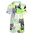 thumbnail image 4 of ALLLIST Green Womens Summer Pajamas Sets Elastic Cat with Pocket Button Short Sleeve Sleepwear Sets Polyester Collared Maternity Sleepwear, 4 of 4