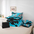 thumbnail image 5 of Manfei Chic Zebra Leopard Print Bedding Comforter Set 7pcs, Blue Wateroclor Art Queen Bedding Sets, Modern Fashion Abstract Reversible Queen Sheet Sets, Breathable Home Decor, 5 of 7