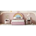 thumbnail image 6 of Newest Twin Size Upholstered Rainbow Design Bed, Velvet Princess Platform Bed with Storage Drawer, No Box-spring Needed,Colorful&Pink, 6 of 10