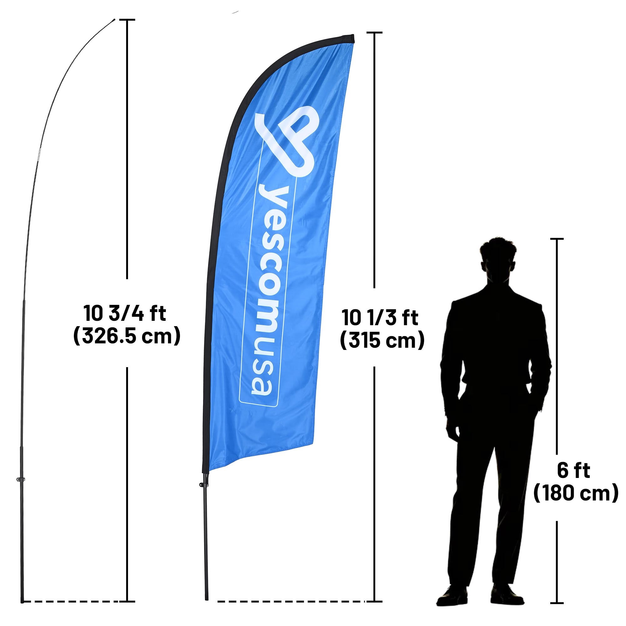 InstaHibit 10 Pack 11ft Feather Flag Pole Kit for Business Advertising Flags
