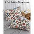 thumbnail image 3 of Boho Floral Pillow Covers King Size 2 Pack, Blue Red Flower Vintage Petals Branch Leaf Soft Bed Throw Pillowcases Breathable Cooling Long Lumbar Body Pillow Sham Cover for Bed Sofa 20''x36'', 3 of 7