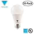 thumbnail image 1 of TriGlow (Pack of 10) 15 Watt (100W Equivalent) A19 DIMMABLE LED Bulb, 3000K (Soft White Color), 1600 Lumens and E26 Base, UL Listed and Energy Certified, 1 of 1