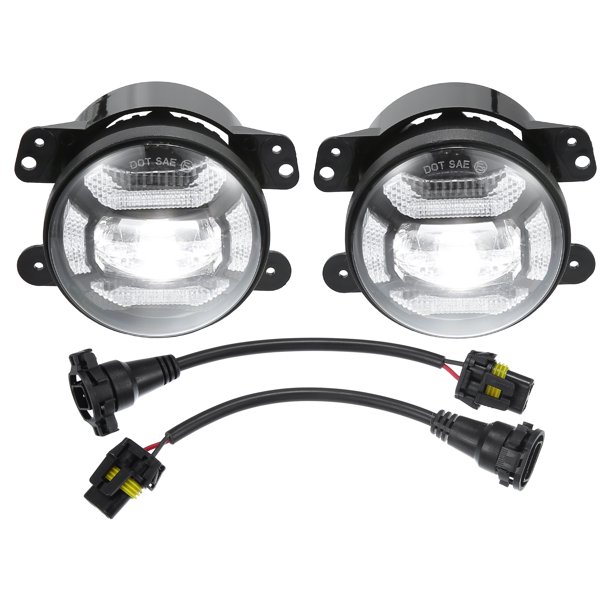 Luz antiniebla LED de 4 pulgadas para Jeep Wrangler JK 2 puertas 2007-2018 Luces antiniebla de conducción de aluminio fundido a presión 1 par