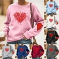 thumbnail image 6 of qucoqpe Valentines Day Sweatshirts Women Valentine Crewneck Sweatshirt Love Heart Long Sleeve Pullover Shirts Tops, 6 of 6