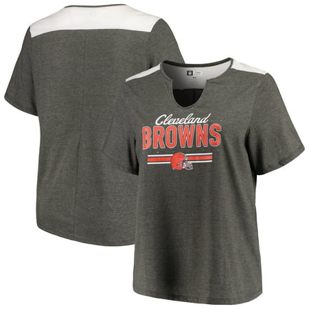 Cleveland Browns Majestic Women's Notch Neck Plus Size T-Shirt - Heathered