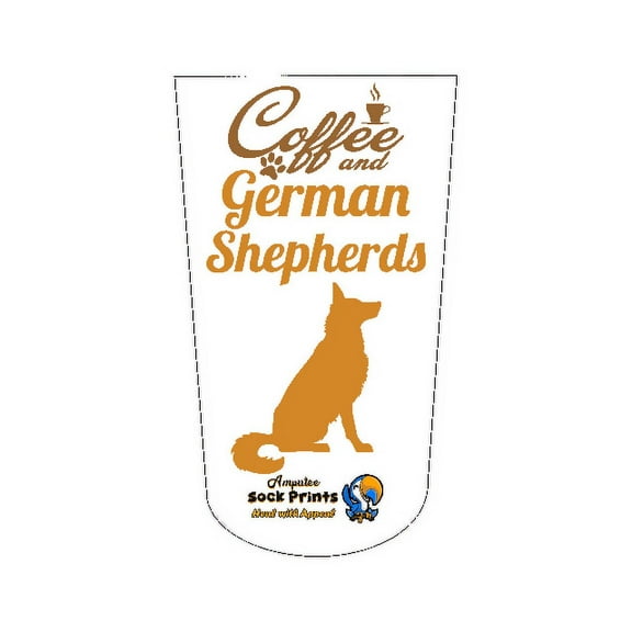 Amputee Sock , "Coffee and German Sheppards", 3PLY Residual Wound, Over Shrinker Sock