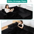 thumbnail image 6 of 110" Modular Cloud Sectional Sofa with Chaise, Deep Seat L Shape Couch, Oversized Modern Modular Sofa, Upholstered Boneless Sectional, Soft Corduroy Fabric, Black, 6 of 12