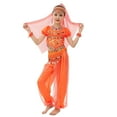 thumbnail image 3 of Dpytoraw Girl's Indian Cute Personality Dance Children's Dance Show Belly Dance Sequin Mesh Set Carnival Performance Wear Size Orange 5-6 Years, 3 of 3