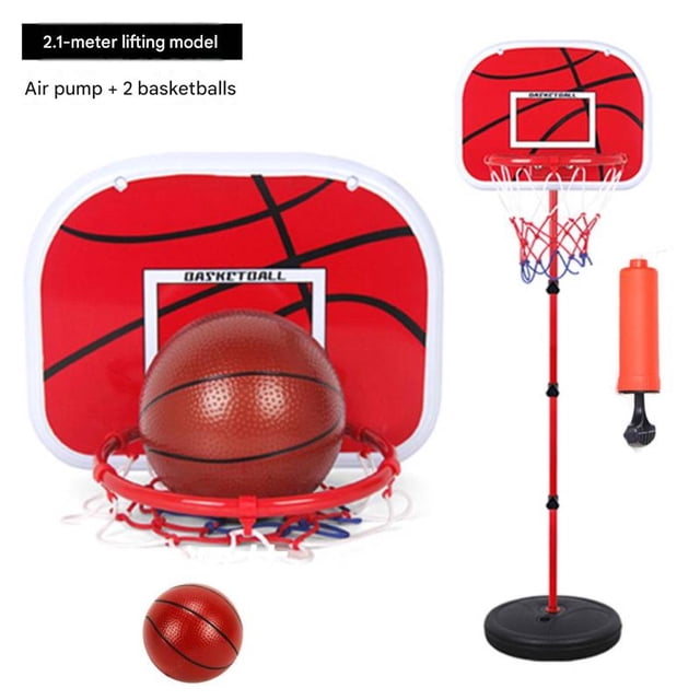 Kids' Adjustable Basketball Hoop Toy: Height Range 1.6m to 2.1m, Safe Material, Compact Portable Design for Fitness, Hand-Eye Coordination Development – Ideal Indoor/Outdoor Sports Play Equipment
