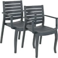 thumbnail image 1 of Sunnydaze Polypropylene Stackable Illias Outdoor Patio Arm Chair, Gray, 2pk, 1 of 9
