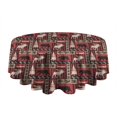 thumbnail image 5 of Red Christmas Animal and Tree Pattern Round Tablecloth 60"x60",Wrinkle Wipeable Table Cloth for Kitchen Dining Room Picnic Patio Party, 5 of 6