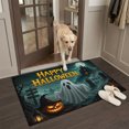 thumbnail image 2 of Entryway Rug 2'x3', Happy Halloween Kitchen Runner Rugs Non-Slip Carpet Mats, Spooky Ghost Pumpkins Castle Graveyard Bedside Rugs Runners Washable Floor Carpet for Bathroom Laundry Room, 2 of 8