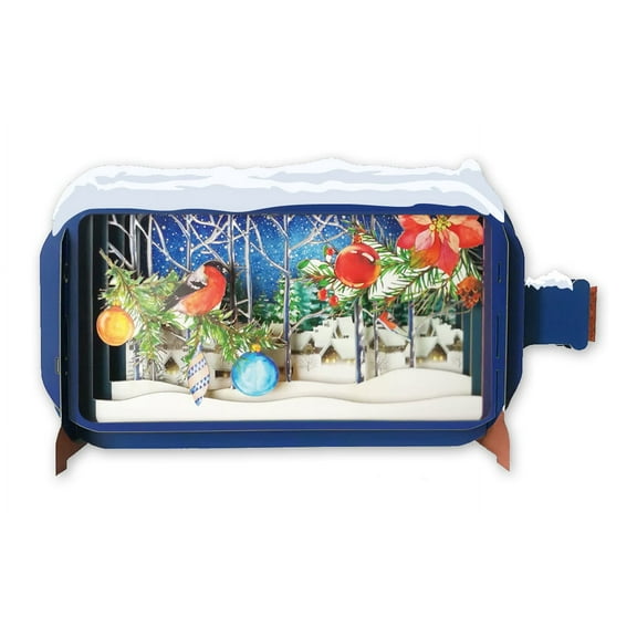 Alljoy Design Message in a Bottle Robin 3D Pop Up Christmas Card